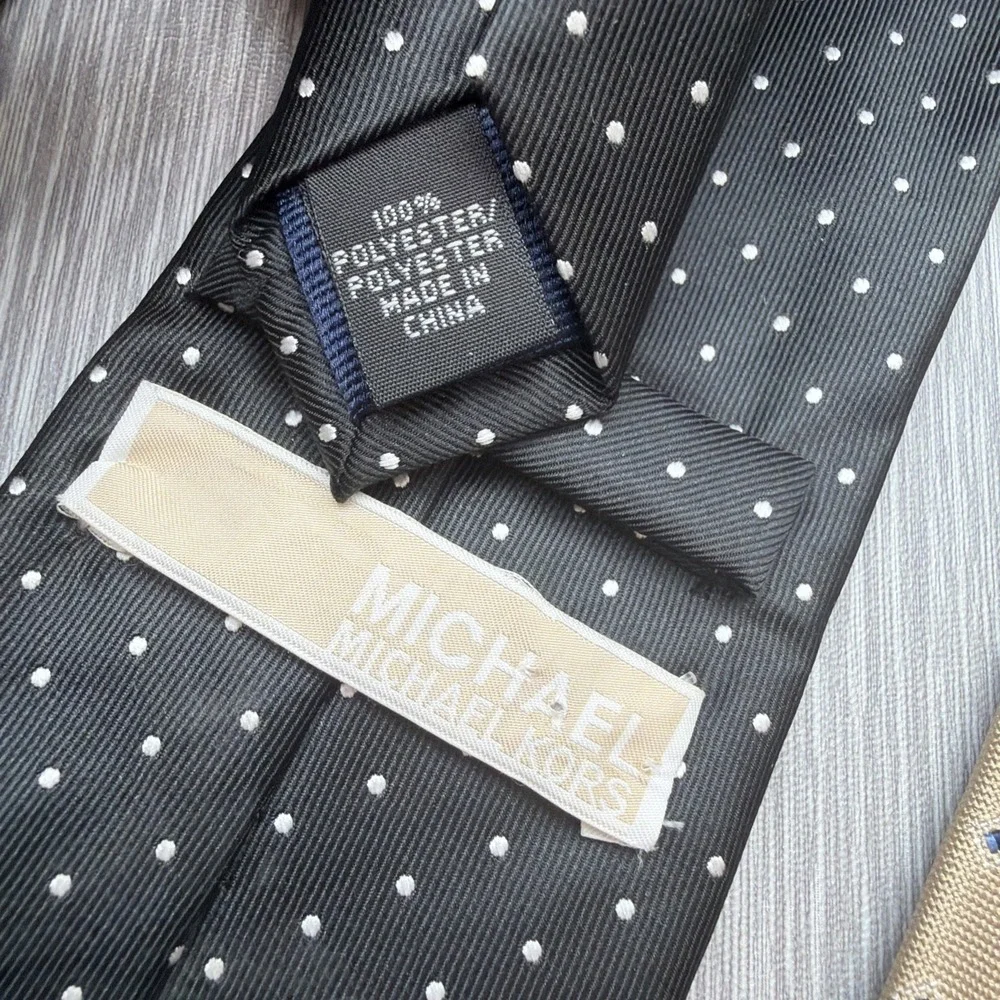 Michael Kors Silk Ties Lot 3 Mens Necktie Bundle Polka‎ Dot Gray Black Gold